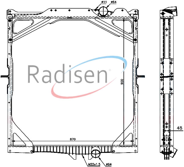 RADISEN RR 65462 Radyatör Fh 12 Fh 16 Wg Us Model 420 460 500 520hp 93- Ölçü 900x868x48mm Brazed 8112961-8112565