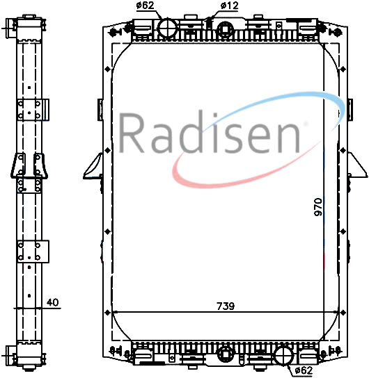 RADISEN RR 61422 Radyatör 95 98- 310-400-Ws225-268-280-295 Ölçü 970x748x48mm Brazed 1858768