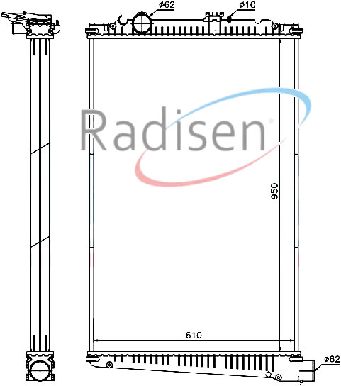 RADISEN RR 61442 Radyatör 85 Cf Alt Borusu Sağ Tarafa Bakan Ölçü 950x600x48mm Brazed 1739551-1698299