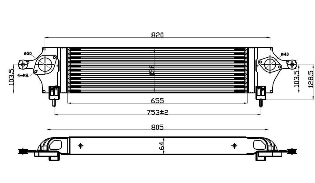 RADISEN RI 96580 Intercooler Qashqai 2007 1.5dci Brazed 655x158x64 14461jd50a-14461jd50b-14461bb30a-Ri96580