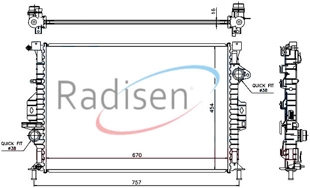 RADISEN RR 66857 Su Radyatörü Ford Mondeo-Smax-Galaxy 07> Volvo S60-S80-Xc60-Xc70 07> 1.6-2.0 Tdci Manuel Şanziman -1.6t G-2.0d Brazed 670x446x26 1377542-1477459-1762395-31319064-36000797-1460547-1457605-1582563-146
