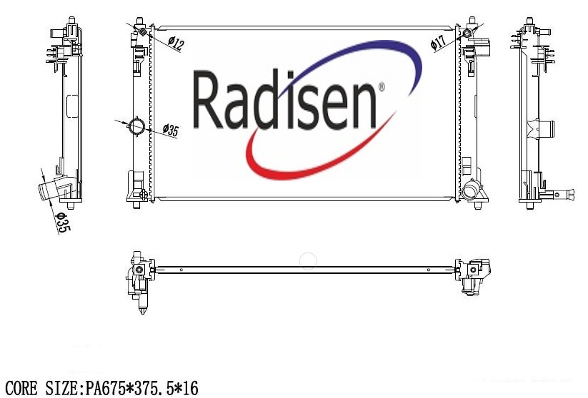 RADISEN RR 621283 Radyatör Corolla 1.5 Benzin 19- C-Hr 17- 1.2 Benzinli Brazed 675x377x16 16400f3010-Rr621283