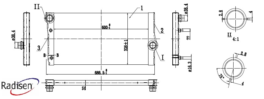 RADISEN RR 60769 Radyatör 5 F10-F11-F18 10- / 6 F06-F12-F13 09- / 7 F01-F02-F03-F04 08- Brazed 600x328x32 17118509175-17117805628-17118509176-Rr60769