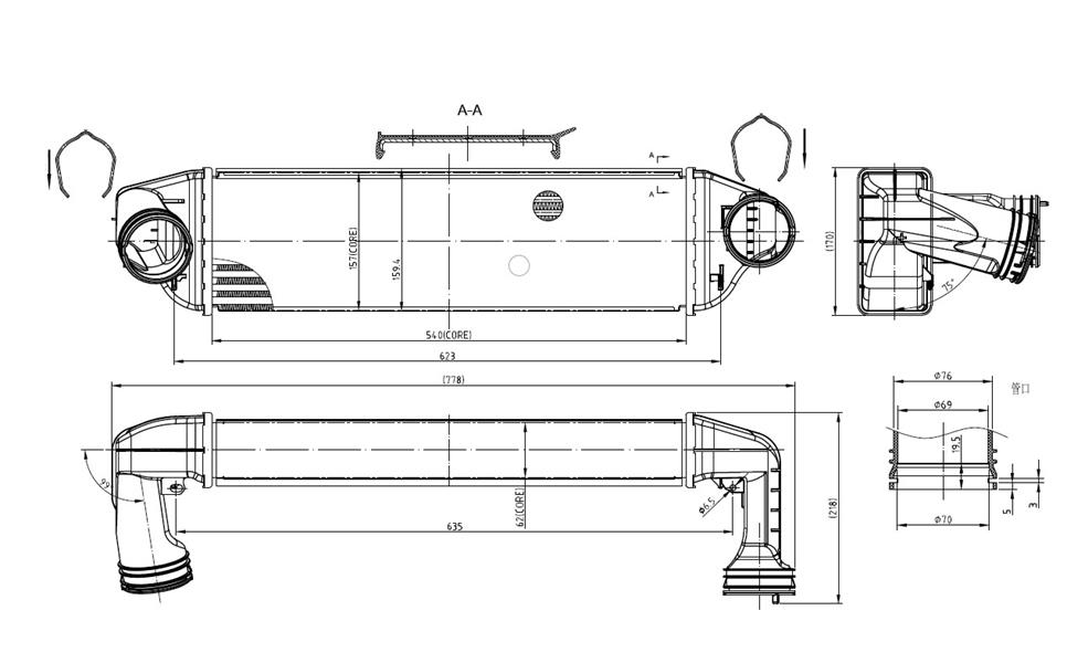 RADISEN RI 96129 Intercooler X3 E83 04- X3 1.8d-2.0d-3.0d Brazed 540x157x62