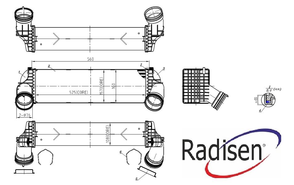 RADISEN RI 96364 Turbosarj Radyatoru Bmw M57 N54 N55 N57 N20 B47 E70 F15 E71 F16