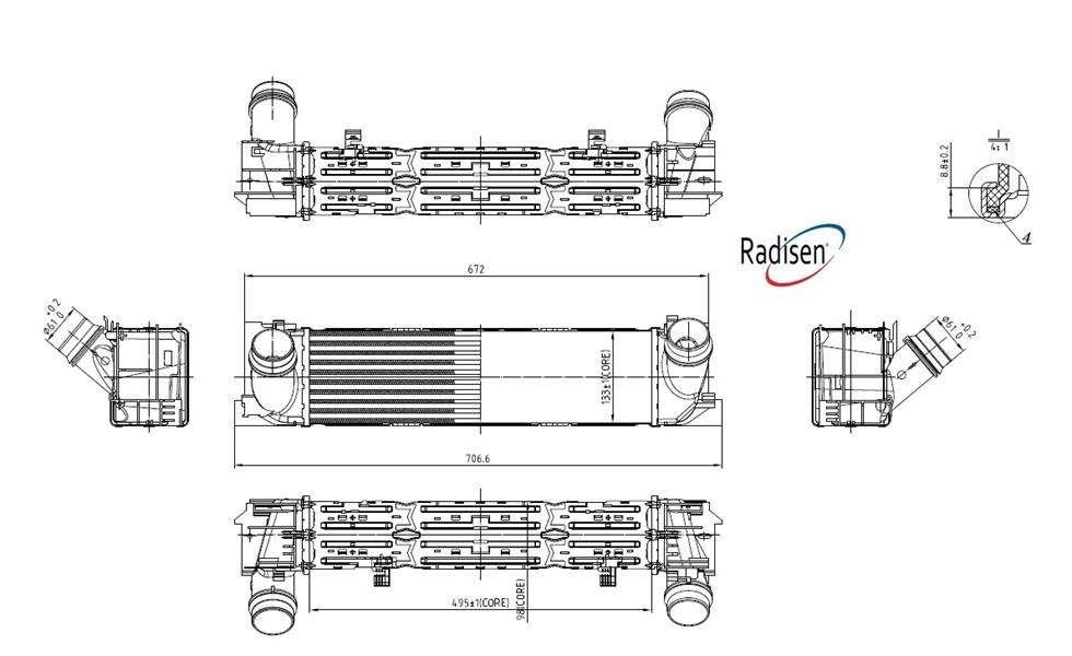 RADISEN RI 96450 Intercooler 1 F20-F21 11- 118 I G Brazed 495x135x90 17517600532-Ri96450