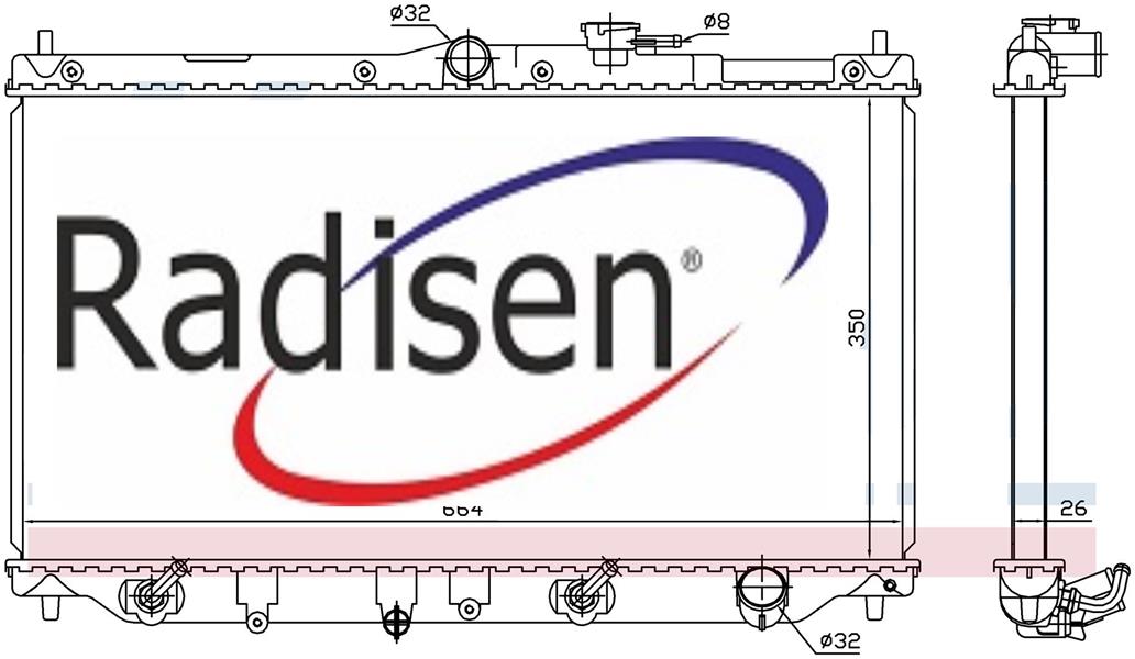 RADISEN RR 62283 Radyatör Accord 90- 1.8i 16v-2.0i 16v-2.2i 16v At Brazed 350x668x26 19010pt1904-19010pt1902-19010pt1903-19010p39305-19010pt4g51-19010pt4g54-19010pt4g52-19010p45g01