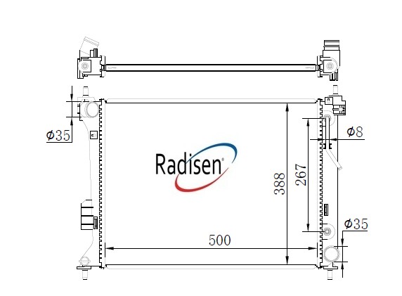 RADISEN RR 67548 Radyatör I20 09- 1.2i 16v G Blue Diesel At. Brazed 500x368x16 253104p000-253101j000-253101j500-253104p050-253101j050-253104p000-253101j000-Rr67548
