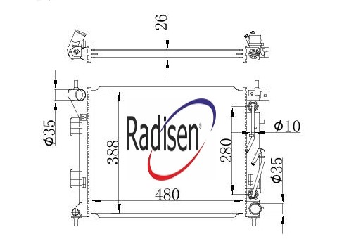 RADISEN RR 67608 Radyatör Elantra 2011 1.6 Crdi I30 2012 Kia Ceed Brazed 480x388x26 25310a5850-25310a5950-25310a5800-Rr67608-Rr67607