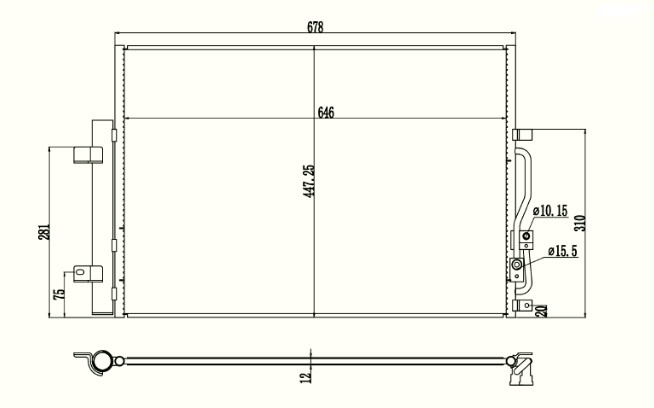 RADISEN RC 941611 Klima Radyatörü Tiggo 8 Brazed 678x447x12
