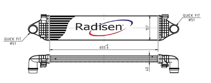 RADISEN RI 961476 Intercooler S60 10- D2 D.T3.T4 G V40 12- D2 D.T2 G