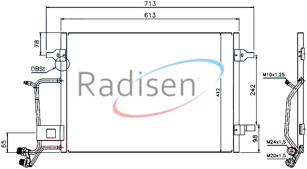 RADISEN RC 94593 Klima Radyatörü A6 S6 97- 1.8i 20v Turbo-1.9tdi-2.4i V6-2.8i V6 4b0260401t-4b0260403f-4b0260403t-8d0.260.403-E-8d0.260.403-H-8d0260403d-8d0260403e-8d0260403h