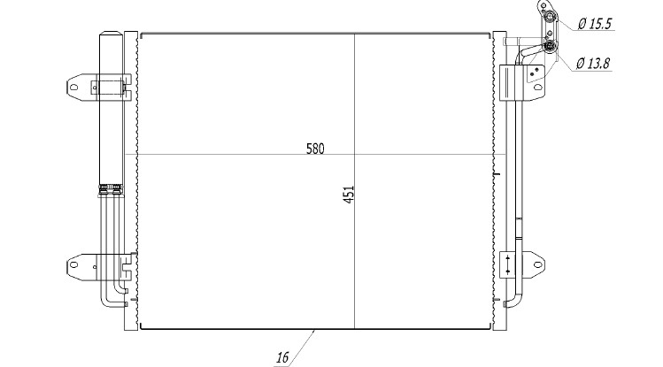 RADISEN RC 940138 Klima Radyatörü Tiguan 5n 07- 1.4 Tsi G Brazed 580x451x16 Rc940138
