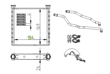 RADISEN RH 70533 Kalorifer Radyatörü 1 F40 19- 116d-120d Xdrive 2 F45 14- 214d-216d-216i-218d.218i Brazed 154x169