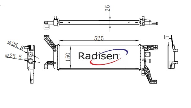 RADISEN RR 692007 Radyatör Ghibli Levante Quatroporte 2013- Brazed 525x150x26
