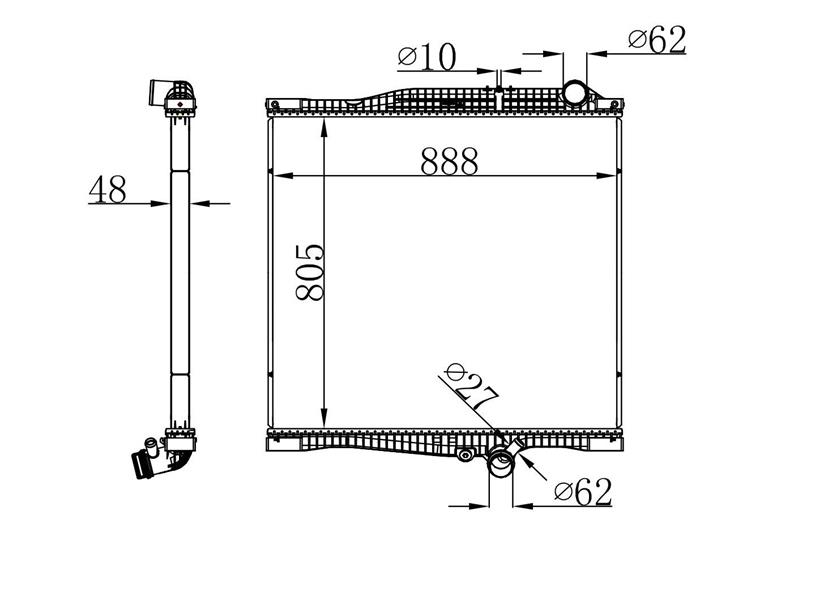 RADISEN RR 637877 Radyatör Trucks C 2014 C380-C430-C440-C460 Brazed 805x888x48 22374735-7423292918-7485021960-7485019643-7485019540-Rr637877