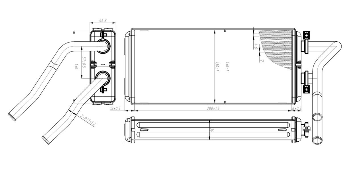 RADISEN RH 78116 Kalorifer Radyatörü Civic 01-05 Brazed 280x131x36