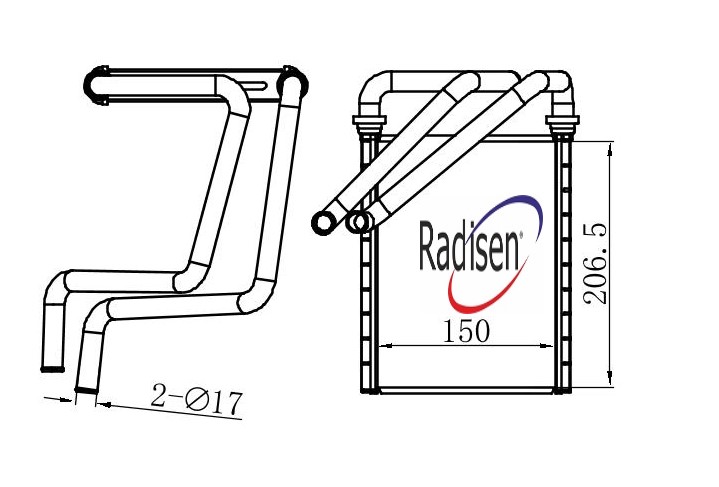 RADISEN RH 74071 Kalorifer Radyatörü Civic 2016 Brazed 150x206x26
