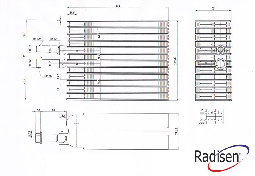 RADISEN RE 92378 Evaporator Transporter T5.T6 2003 Caravelle 2003 Arka Brazed 204x162x73 7n0820101-7n0820101a-7h0820105a-7h0820101a-Re92378