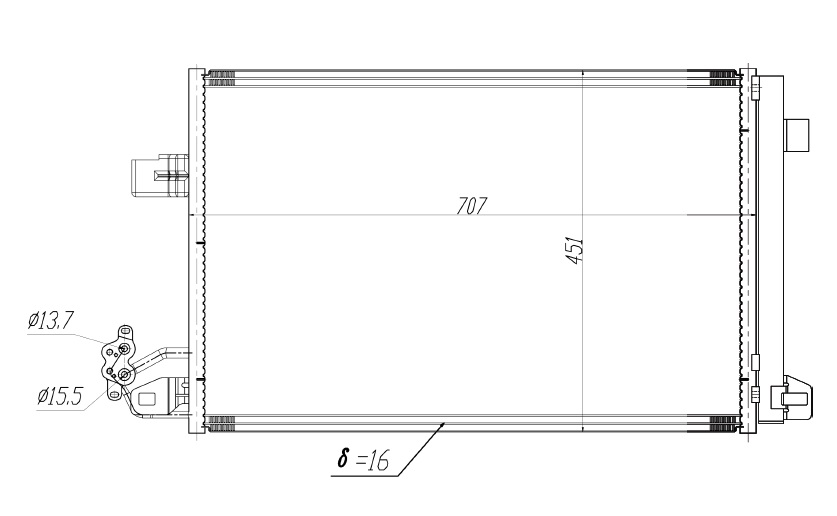 RADISEN RC 940345 Klima Radyatörü Transporter T6 Multivan 03- 2.0 Tdi D Brazed 707x451x16 Rc940345