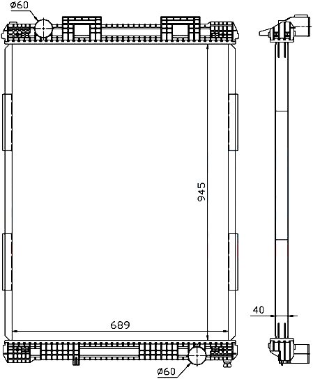 RADISEN RR 62870 Radyatör F2000 D28-6cy Ölçü 945x708x48mm Brazed 81061016438-81061019438