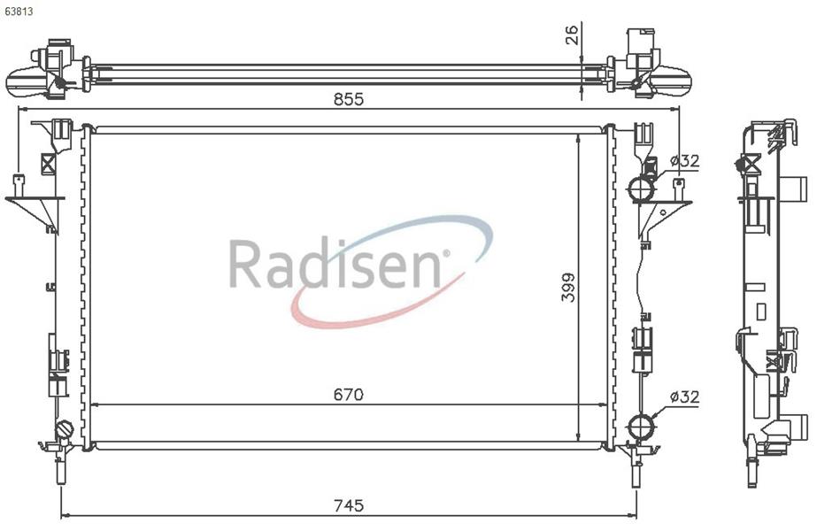 RADISEN RR 63813 Radyatör Laguna Ii 01- 1.6i 16v-1.8i 16v-1.9 Dci-2.0i 16v-Klimali Mechanical
