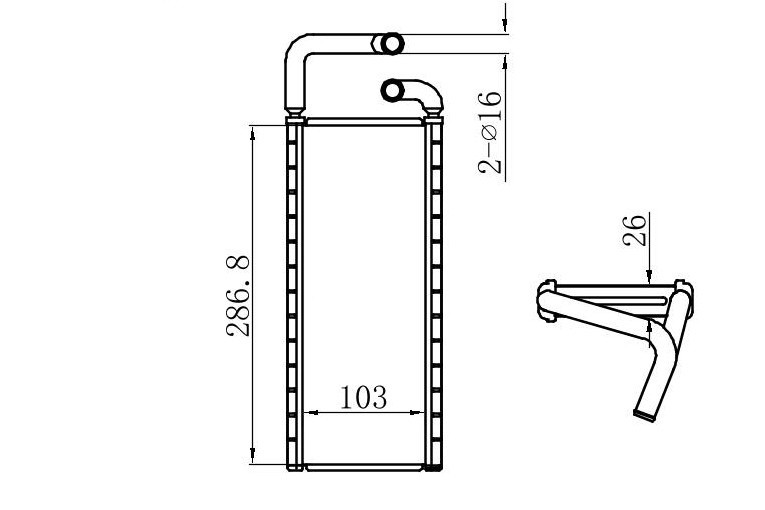 RADISEN RH 79730 Kalorifer Radyatörü Champion Npr75 5.2 Euro 4-5 Borulu Brazed 103x286x26