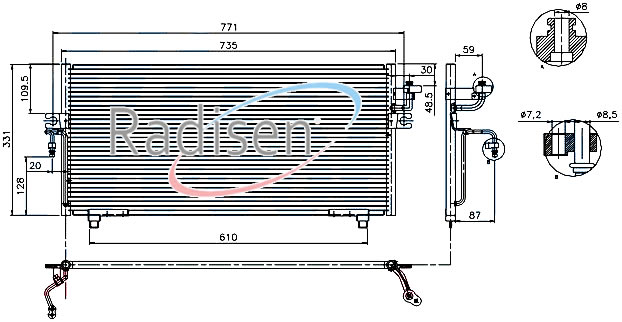 RADISEN RC 94299 Klima Radyatörü Primera Brazed 731x332x16 921109f500-921109f510-921102f000-921102f005-921109f515-921109f500-921109f510-Rc94299