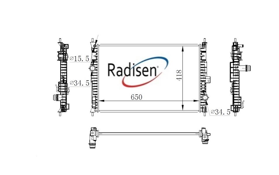 RADISEN RR 636014 Radyatör 3008 16- 1.2 Thp G-1.6 Bluehdi 100.115.120 D Brazed 650x418x16 9675747980-9809141780-3638336-3549988-1609648380-1611522480-Su001a9432-Rr636014
