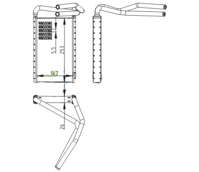 RADISEN RH 707177 Kalorifer Radyatörü Sorento 2003 2.4-2.5 Crdi-3.3 Brazed 142x253x26 972003e060-Rh707177