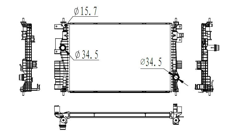 RADISEN RR 607180 Radyatör 508 2019 1.5 Bluehdi 130 308 Sw 2014 1.6 Puretech 225 Brazed 650x432x26