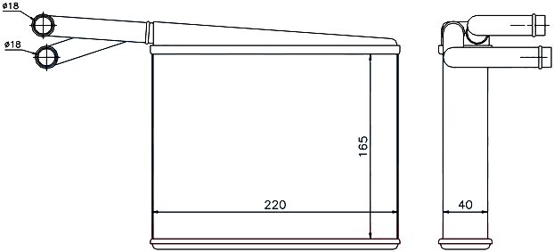 RADISEN RH 72043 Kalorifer Radyatörü Sprinter 98- Brazed 165x220x40