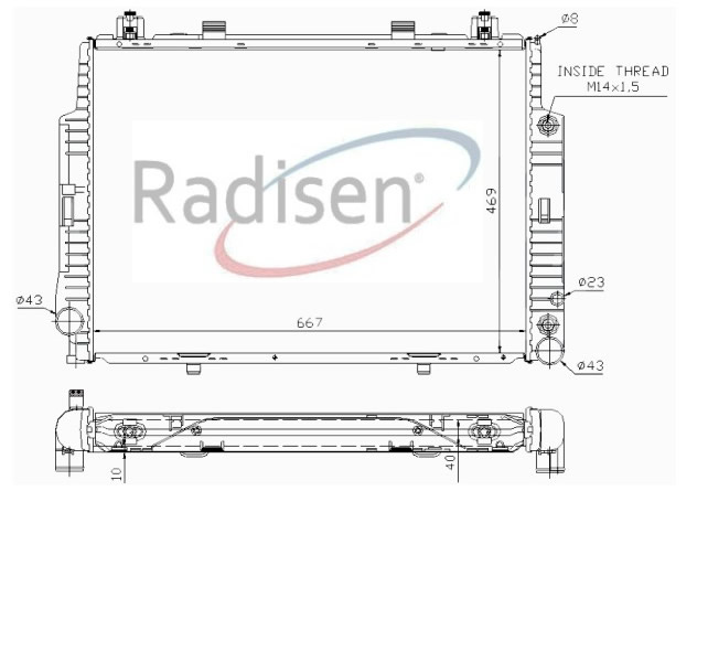 RADISEN RR 62716 Radyatör 500 Se 600se 8 Cyl 91- Brazed 667x468x32 A1405001603-Rr62716