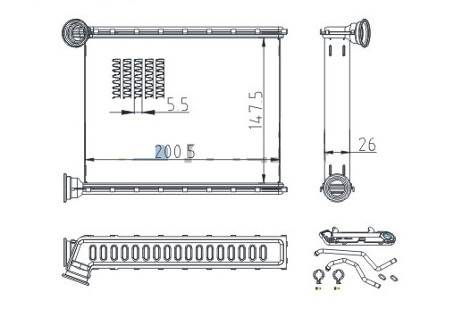 RADISEN RH 72067 Kalorifer Radyatörü Gl-Classx166 12- Gls-Classx166 15- Ml-Class W 166 11- Brazed 147x200x26