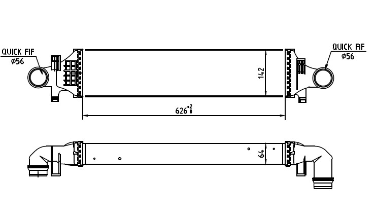RADISEN RI 96334 Intercooler A-Class W 176 12- A160-A180-A200 Euro 5 Motor Brazed 626x142x64 144615dd0a-144615dd0a-A2465000900-144615dc0a-144615dc0a-Ri96334