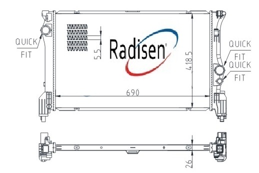 RADISEN RR 606453 Radyatör Vito Iii W 447 14- 114.116.119 Bluetec V-Class Ii W 447 14- V200 Cdi-V220 Cdi-V250 Braz
