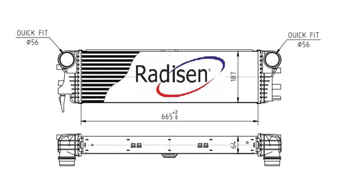 RADISEN RI 96017 Intercooler Vito Iii W 447 14- 114.116.119 Bluetec-114.116 Cdi D Brazed 665x187x64 A9105010900-Ri96017