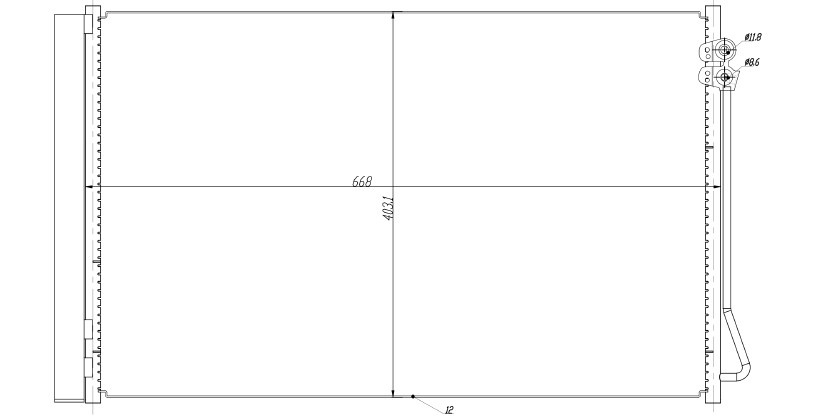 RADISEN RC 941054 Klima Radyatörü Vito Iii V-Class Ii W 447 14- 109 Cdi Ym Brazed 668x403x12