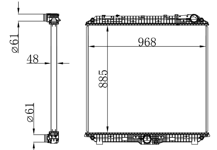 RADISEN RR 627235 Radyatör Actros Brazed 885x968x48