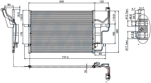 RADISEN RC 94902 Klima Radyatörü 3 03- 1.4i 16v Brazed 600x381x16 Bp4k61480c-Bpyk61480za-Bpyk6148z-Bp4k61480a-Bp4k61480d-Bp4k61480b-Bpyk6148za-Bp4k61480c