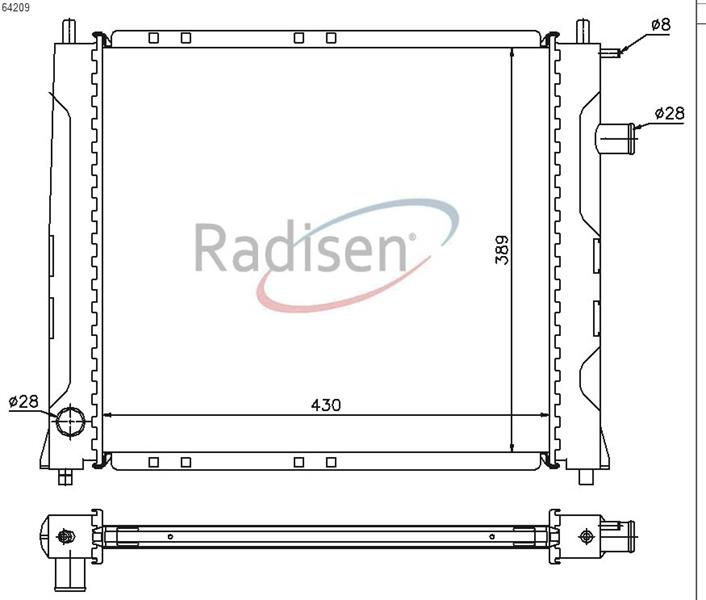 RADISEN RR 64209 Radyatör 200 95- 1.4i-1.6i 400 95- 1.4i-1.6i-1.8i 25 1.1i-1.4i Klimasiz Mechanical Pcc001480-Pcc104410-Grd924