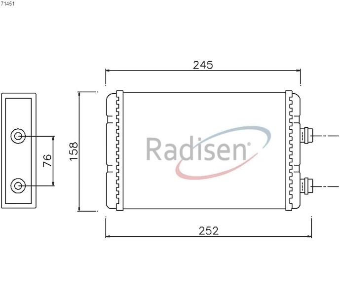 RADISEN RH 71451 Kalorifer Radyatörü Doblo 01-09 Brazed 209x158x32 K77362396-K46722950-K46722976-Rh71451
