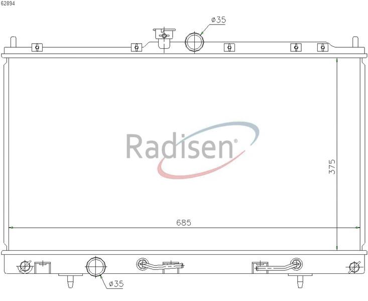 RADISEN RR 62894-B Radyatör Lancer 03- 1.3i-1.6i-2.0i 16v At Brazed 375x688x16 Mr968857-Mr497744-Mr497745-Mr497740-Mr993259-1350a253-1350a259-Rr62894b-Rr62894b