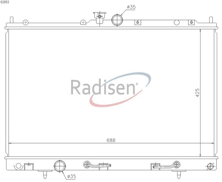 RADISEN RR 62893 Radyatör Outlander 02- 2.0 Turbo-2.4i At Brazed 425x638x26 Mn156319-Mr993927-1350a229-1350a146-Mr993742-Rr62893