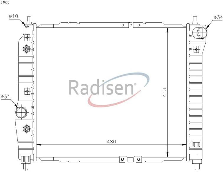 RADISEN RR 61635 Radyatör Kalos Aveo At Brazed 480x418x16 P42438330-P96844900-P96443475-P96816481-Rr61635
