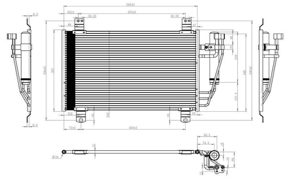 RADISEN RC 940725 Klima Radyatörü Demio 16- Brazed 601x357x12 Df7b61480a-Db3r61480a-D09w61480a-D09w61480-Db3r61480-Db9l61480a-Db5h61480a-Df7b61480-Df7b61480a