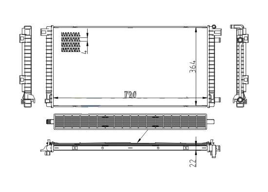 RADISEN RR 606787 Radyatör E-Tron 2019 Q8 E-Tron 2019 Brazed 720x364x22