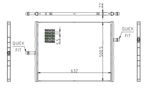 RADISEN RR 607353 Radyatör Sprinter 2020- Brazed 632x500x22