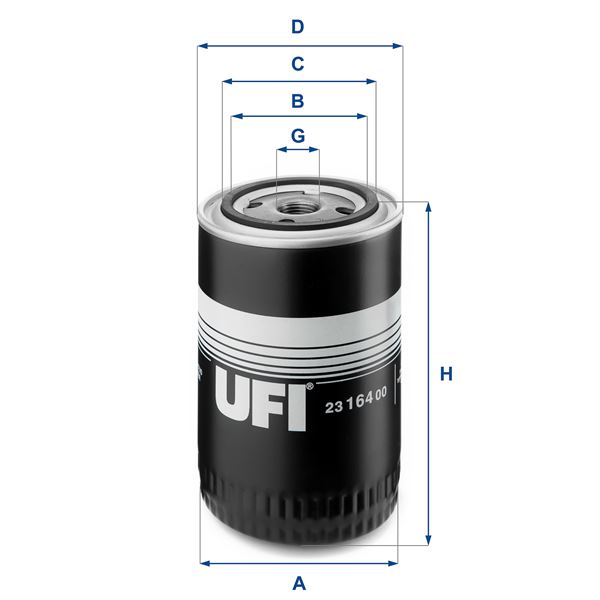 UFI 2316400 Yağ Filtresi Caddy 95-04 - Golf 83-99 - Jetta 80-91 - Passat 80-96 - Polo 86-99 - Lt35 82-96