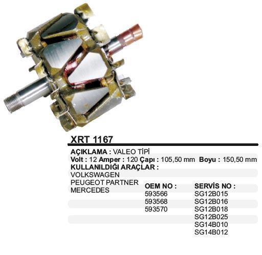 PARS PRS-XRT1167 Rotor Valeo 12v 120a Vw/Kangoo/Mercedes